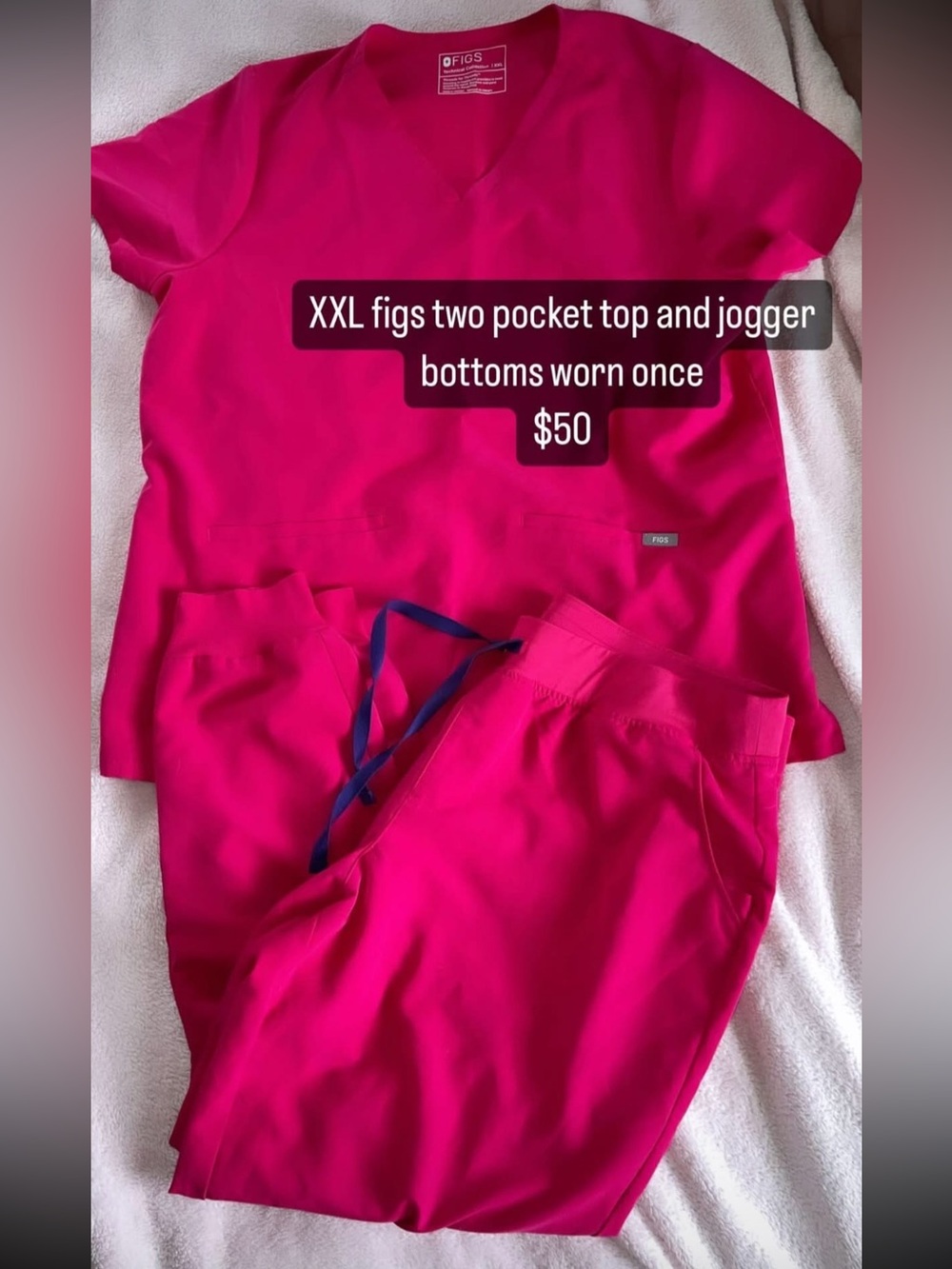 Figs Hot Pink Two-Piece Scrub Set — Top & Jogger